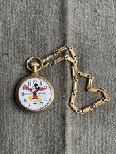Vintage BRADLEY Mickey Mouse Pocket Watch Hand Wind Disney Rare Working