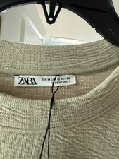 ZARA Men's Pullover Sweater Beige Crew Neck Long Sleeve Size M