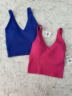Wishlist Set Of 2 Women s Size Small / Medium Seamless Padded Bralette Pink Blue