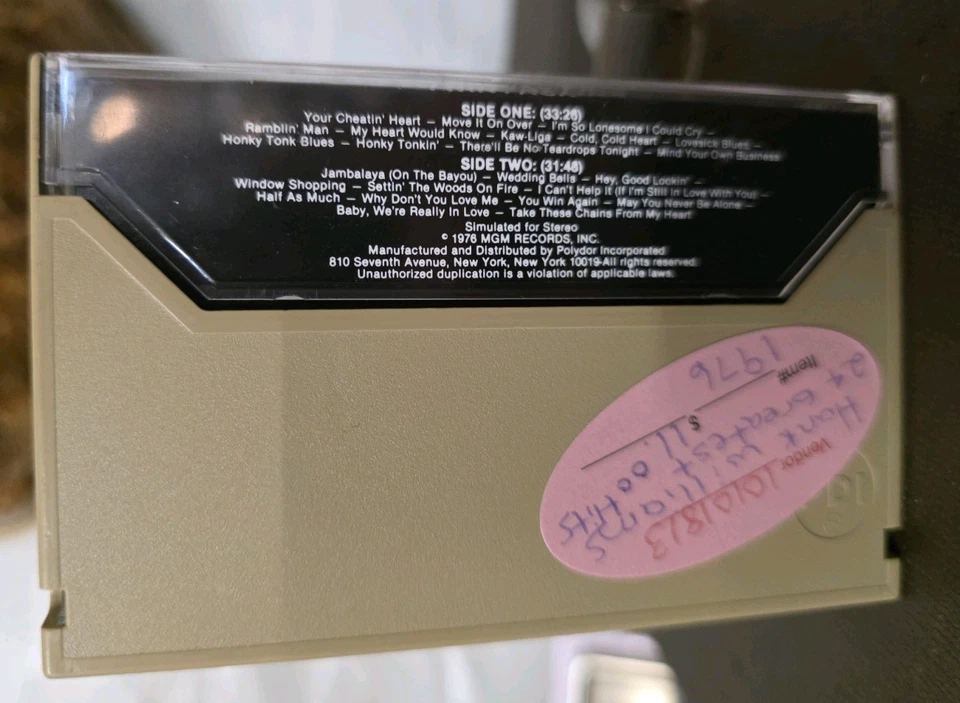 Hank Williams: 24 Greatest Hits Twin Pack (Cassette, 1976 Polygram Records) Foto 2 de 2