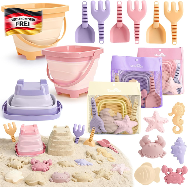 Sandspielzeug Set Kinder 18 StüCk Mit Eimer Strand Sandformen Wasser Wasserform-image