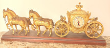 Vtg United Clock Horse Drawn Carriage Stagecoach 21" Mounted Mantle  Electric
