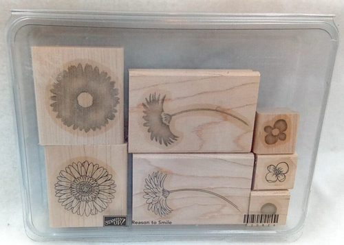 Reason to Smile Stamp Stampin Up Kit Wood Mount Floral Petals Daisy Dandelion