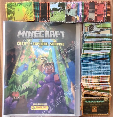 Minecraft 2023 Create, Explore, Survive - Komplett Set  250 Karten & Sammelmappe