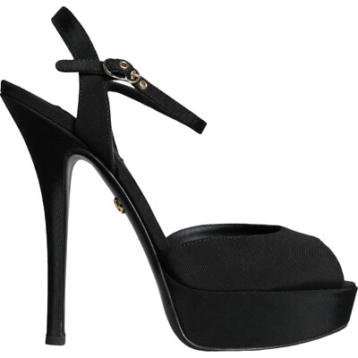 Dolce & Gabbana BLACK HEELED SANDALS ヒール サンダル 高級感 DOLCE & GABBANA Shoes Black Leather Platform Heels Sandals