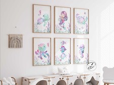 Nautical Nursery prints, under the sea, Nursery wall art, baby girl wall art