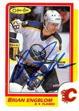 Brian Engblom autographed Hockey Card (Calgary Flames) 1986 O-Pee-Chee #40