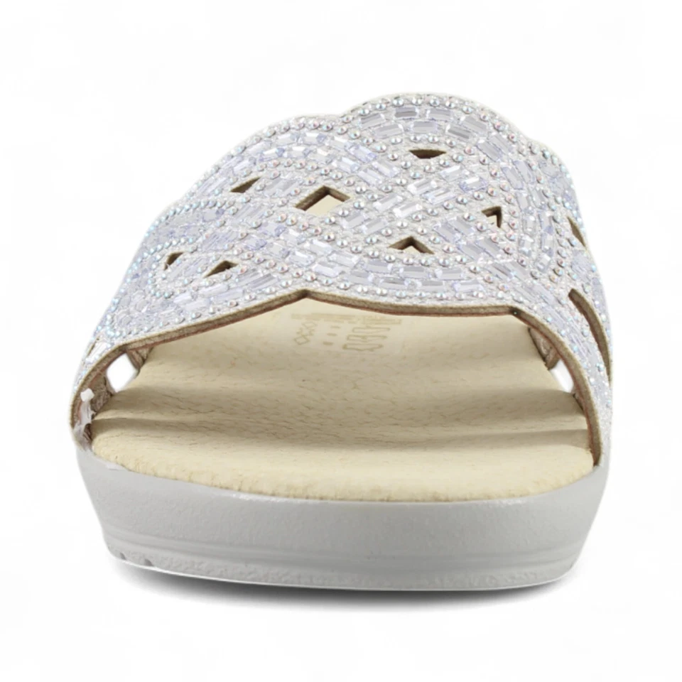 TIGLIO ciabatte donna estive eleganti con brillantini sabout sandali vera pelle - Immagine 4 di 4