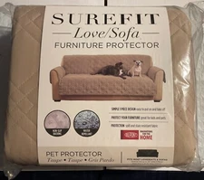 SureFIT Love/Sofa Furniture Protector (Taupe) Up To 70” Wide, Backdrop 39.25” 