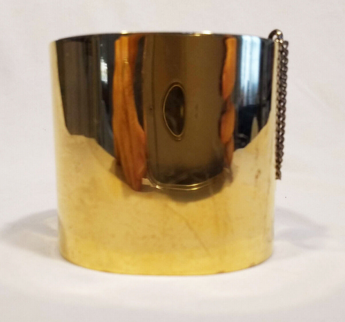 Vintage CHANEL Authentic Cuff Bangle Bracelet Snowflake 2001 Autumn Gold Plated - Picture 9 of 10