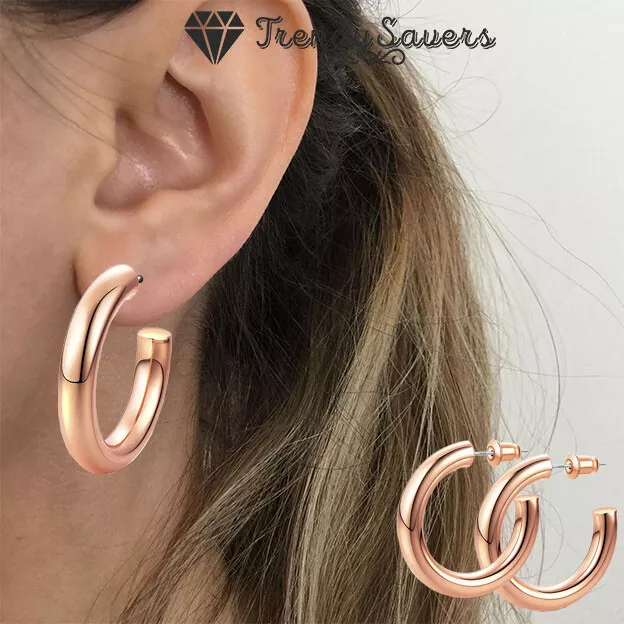 Rose gold chunky hoops online
