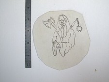 vtg 1960s 1970s Tattoo Flash acetate stencil Mace and Axe Reaper REP2