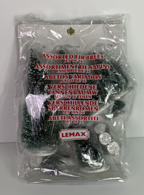LEMAX 2003 ASSORTED BOTTLE BRUSH FIR TREES SET OF 16 NIP CHRISTMAS TRAIN DISPLAY