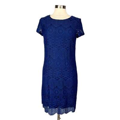 Laundry Shelli Segal Womens Blue Lace Dress Short Sleeves size 8 | eBay Laundry Shelli Segal Womens Blue Lace Dress Short Sleeves size 8 | eBay