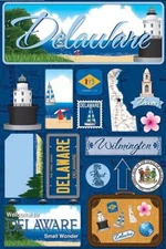 Scrapbooking Crafts Stickers 3D Delaware Wilmington Lighthouse Map Beach Flower