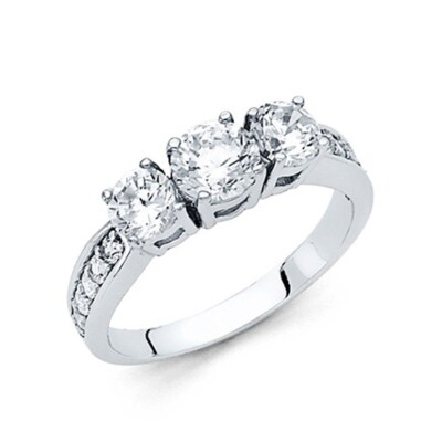 GOLD - 14K White Gold Cubic Zirconia Engagement Ring | eBay