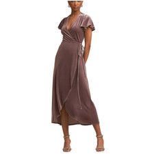 Anthropologie BHLDN Thrive Velvet Wrap Dress size XS lavender soft purple maxi