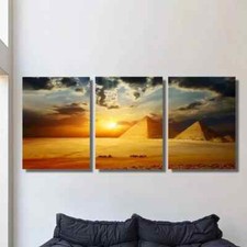 3pcs Cairo, Egyptian pyramids,  Metal Print  Ready to Hang Art