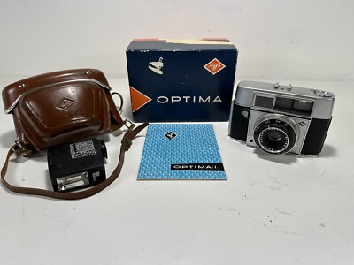 AGFA OPTIMA 1 35MM FILM VIEWFINDER CAMERA WITH CASE, FLASH AND BOX