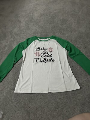  Baby Its Cold Outside  Christmas Shirt Plus Women Long Sleeve Soft XXL