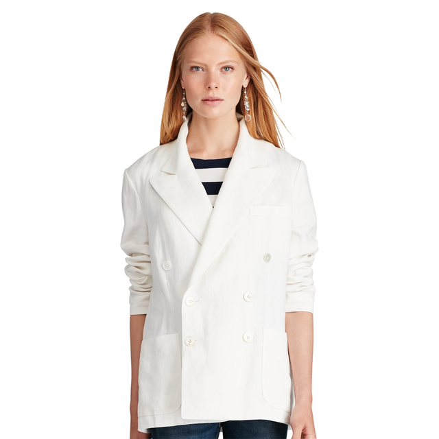 New Polo RALPH LAUREN Women's Off White DoubleBreasted 100 Linen