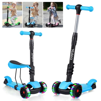 MARKENLOS 3-in-1 Kinder Roller Scooter LED Räder Kinderscooter Dreiradscooter Tretroller