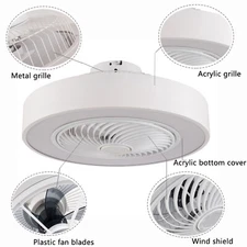 22" Ceiling Fan Light W/ Remote Metal Shell Chandelier Ceiling Fan Lamp 3 Speed