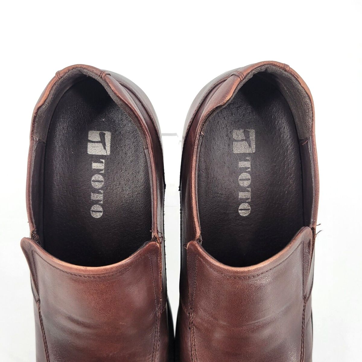 Toto Elevated Loafers shoes Brown size 7.5 Leather Slip on 