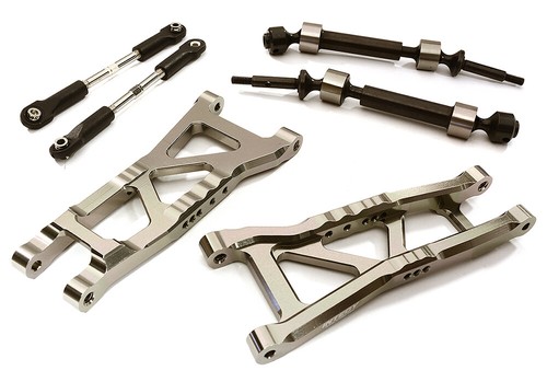 Grey Billet Extended Rear Suspension Kit+Drive Shafts for Traxxas 1/10 Slash 2WD - 第 1/1 張圖片