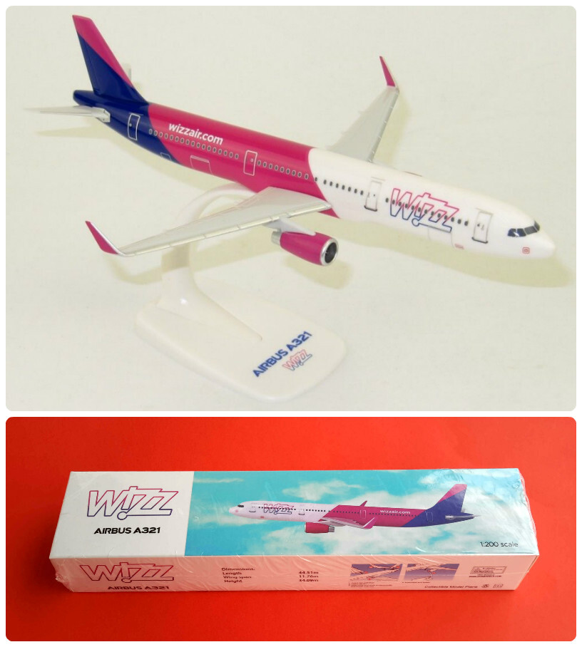 Wizz Air 1/200航空機モデル WIZZ AIR Airlines Airbus A321 Collectable Scale Plastic