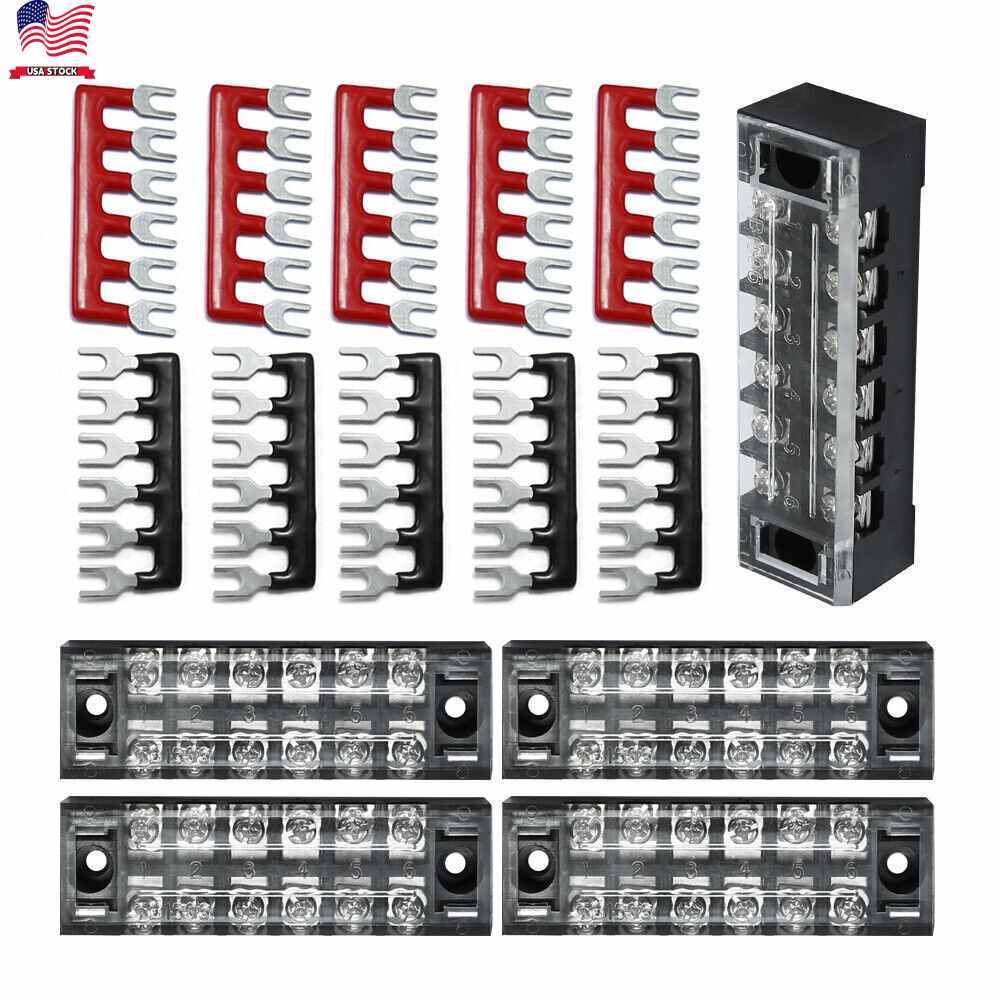 15A 5 Sets (15pcs) Terminal Block Barrier Strip Dual Row Screw 600v 6 Positions