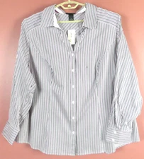 TB09614- NWT LANE BRYANT Women's Cotton Shirt Long Sleeve Stripe Multicolor 28