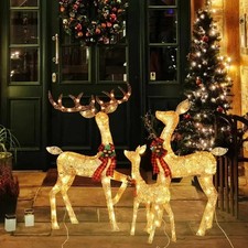 3PCS 210 LED Christmas Lighted Reindeer Family Decoration Deer Set 12Days Delivr