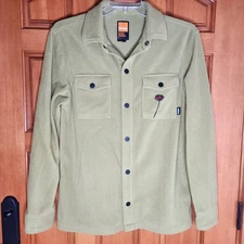 Thirtytwo Olive Fleece Shirt Jacket with Flower Embroidery Women's Size L
