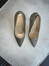 Marc Fisher Metallic Silver Pointed Toe Pumps Glitter Heel Size 8M | 4” Stiletto