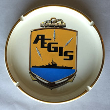 Vintage Raytheon Aegis Combat System US NAVY Employee Ceramic Ash Tray 6.5"