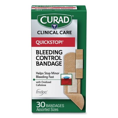 Curad QuickStop Flex Fabric Bandages, Assorted, 30/Box, 2 Boxes/Pack