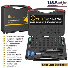 Professional Laser Bore Sight Kit+Scope Level Upgraded Adapter Green Boresighter