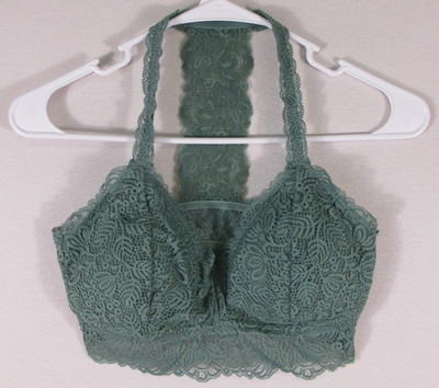 Auden Womens Floral Removable Pad Bralette Bra Full Coverage Size M Green