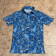Under Armour Playoff Polo Shirt Mens Small Blue Floral Golf Performance Stretch