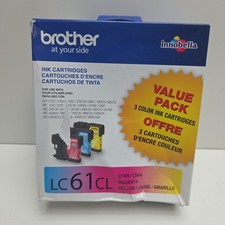 NEW OEM - BROTHER LC61CL COLOR INK CARTRIDGES - CYAN MAGENTA YELLOW SEALED 2026