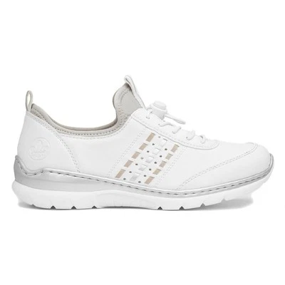Rieker Womens Shoes White Adults Ladies Flat Trainers Bungee Laces Toggle SIZE