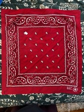 Vintage Bandana Red All Cotton 20x21 Made In USA Paisley Crafted With Pride