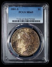 PCGS MS65 1881-S  Silver Morgan Dollar - toner!