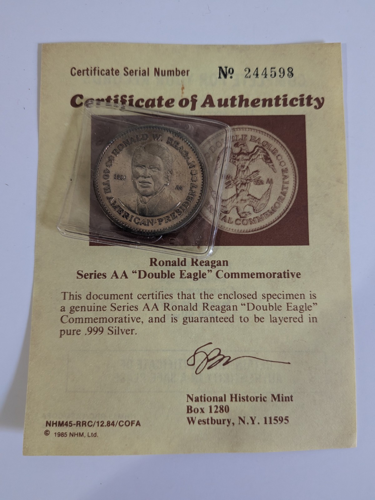 National Historic Mint - Ronald Reagan Presidential Medal - 1984 - Double Eagle
