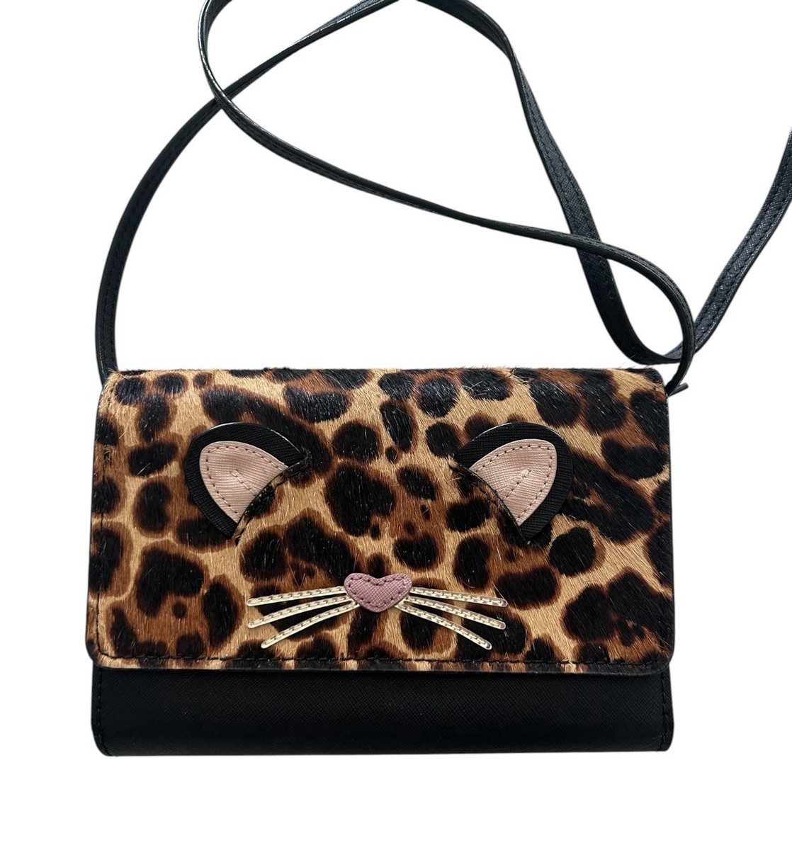 Kate Spade Run Wild Leopard Print Crossbody Clutch Bag Kitty Cat