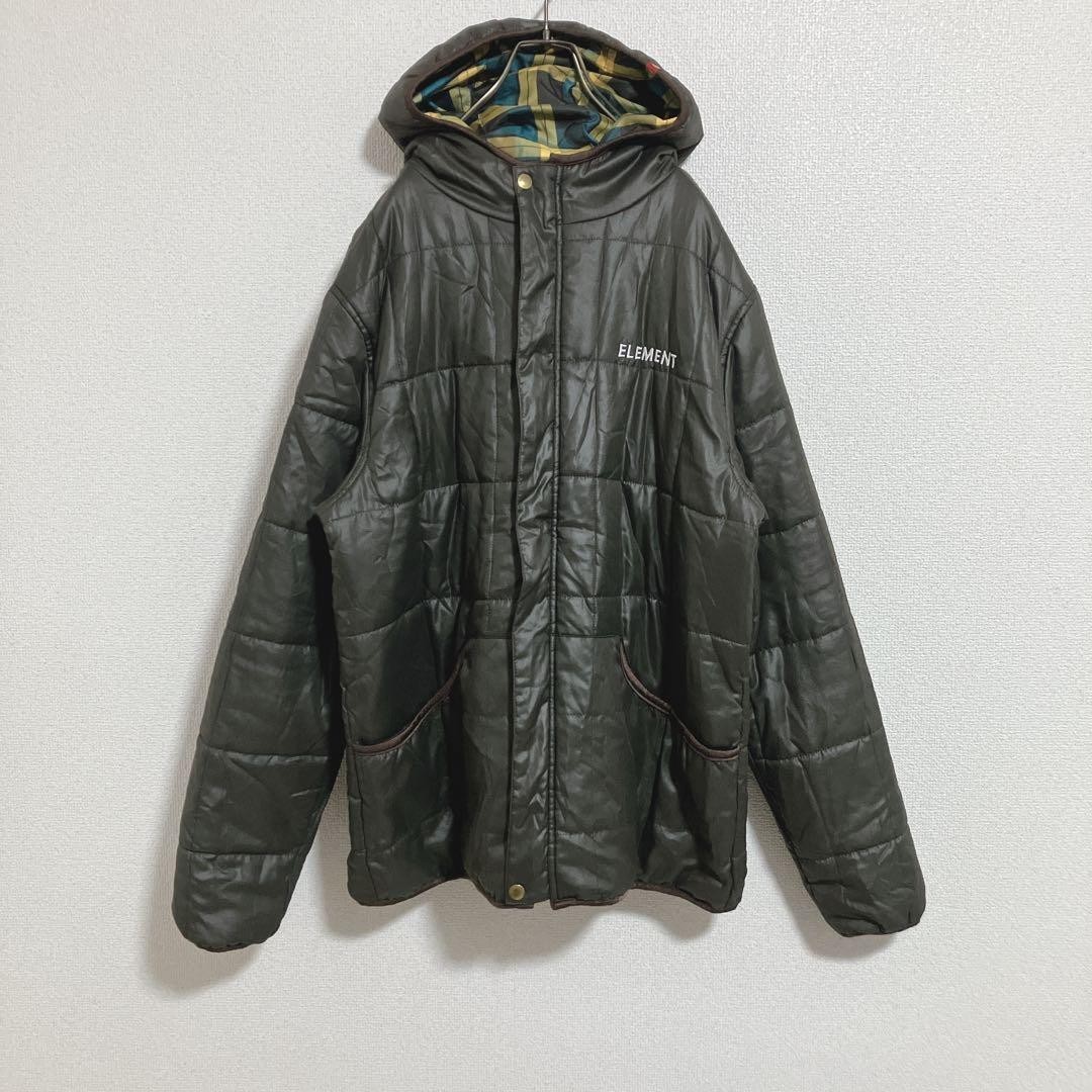 Reversible ELEMENT batting jacket check brown L - image 1
