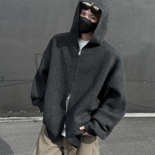 Pull-over zippered hooded sweater men's versatile knitwear jacket autumn and win