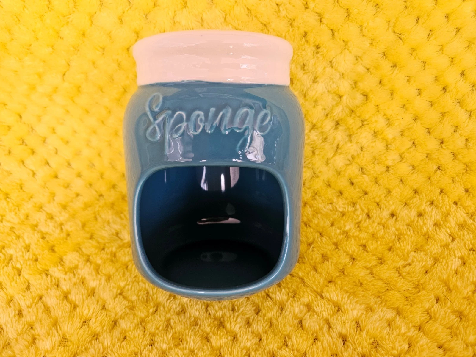 SWEESE CERAMIC MASON JAR SPONGE HOLDER **BRILLIANT TURQUOISE**MINT CONDITION**