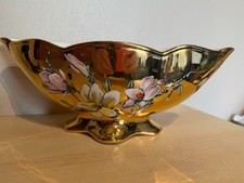 Vintage Royal Winton Grimwades Gold tone mantle oval Vase Floral decoration 